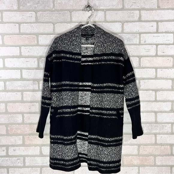 Athleta Wool Cashmere Panorama Point Open Front Sweater in Black Marl Size XS - Picture 2 of 10